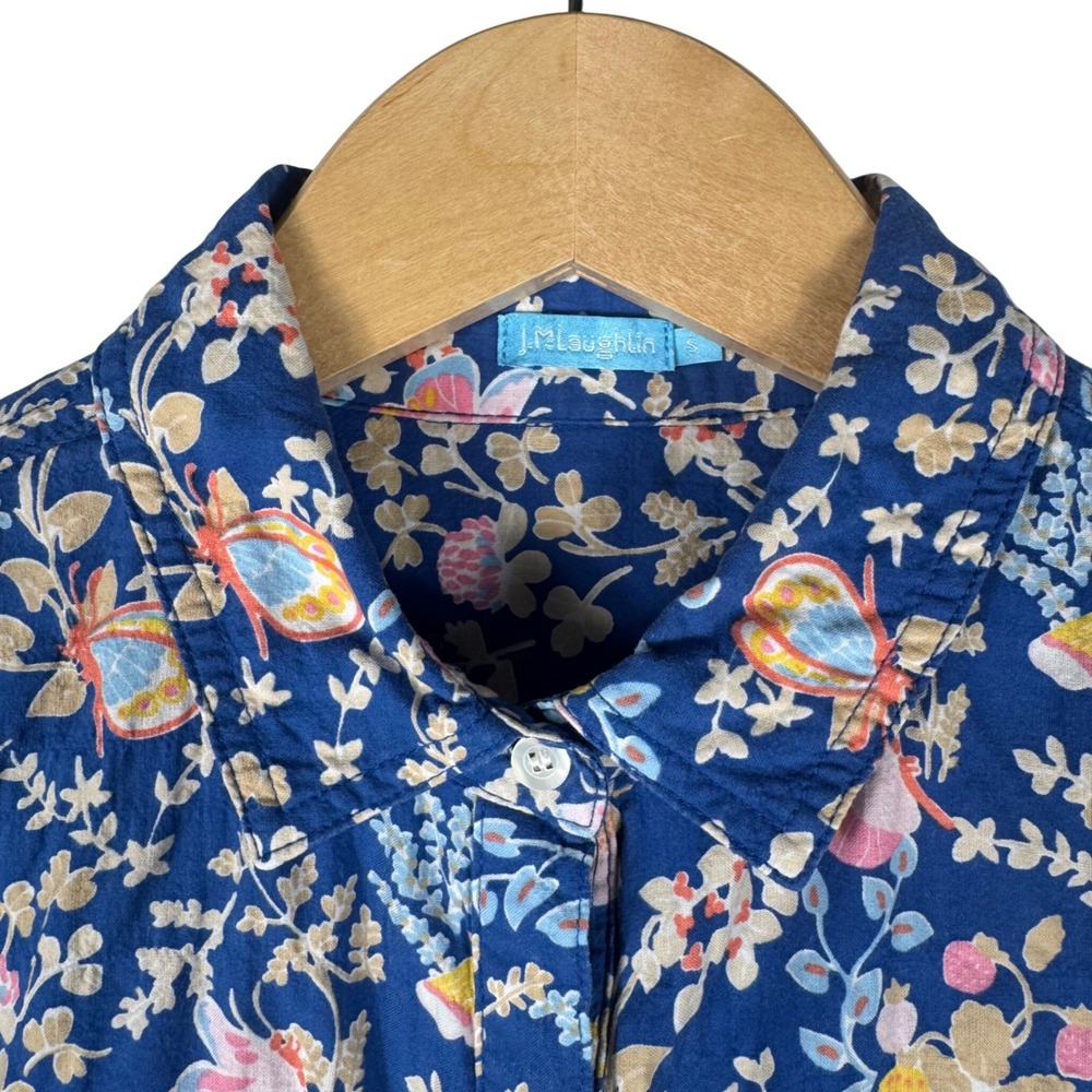 J.McLaughlin Floral Cotton Stretch Button Down Shirt Womens S